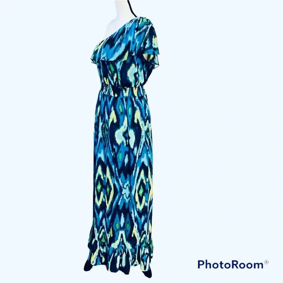 Lane Bryant One Shoulder Ruffled Hem Maxi Dress‎ S16 - Picture 2 of 10